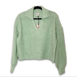 NWT SINCERELY JULES 90s Wool Blend Rib Knit V-Neck Oversized Cropped Sweater S